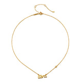 Libra Harmony Zodiac Script Necklace featuring delicate gold plating, symbolizing grace and balance in spiritual jewelry, ideal for meditation and manifestation. This meaningful talisman represents the Libra zodiac, perfect for yoga practitioners seeking harmony and protection.
