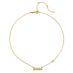 Pisces Intuition Zodiac Script Necklace showcasing the elegant gold chain featuring the script 'pisces.' This spiritual jewelry serves as a meaningful talisman for meditation and manifestation, enhancing intuition and protection for those born under the zodiac sign. Perfect for yoga enthusiasts seeking deeper spiritual connections.