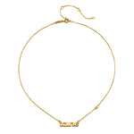 Close-up of the Taurus Stability Zodiac Script Necklace highlighting its elegant design, combining zodiac symbolism with spiritual meaning for meditation and personal manifestation.