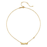 Close-up of the Taurus Stability Zodiac Script Necklace highlighting its elegant design, combining zodiac symbolism with spiritual meaning for meditation and personal manifestation.