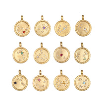 Zodiac Coin Charms collection featuring a variety of unique birthstone charms, perfect for spiritual jewelry and meditation. Each charm serves as a talisman, representing zodiac signs and their meanings. Ideal for yoga enthusiasts and those seeking protection and manifestation in their lives.