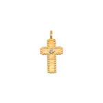 Honor Your Faith Cross Charm featuring an 18kt gold plated cross with a brilliant white topaz stone at its center, symbolizing spiritual connection and individuality. This beautiful piece of spiritual jewelry serves as a meaningful talisman for meditation, protection, and manifestation, making it a perfect accessory for yoga and personal growth.