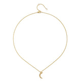 Moon Diamond 14kt Gold Pendant Necklace featuring a crescent moon symbolizing nourishment and protection, adorned with diamonds. This exquisite piece of spiritual jewelry serves as a talisman for meditation and manifestation, perfect for yoga enthusiasts. Its elegant design embodies meaningful charm, making it an ideal addition to any zodiac-themed collection.