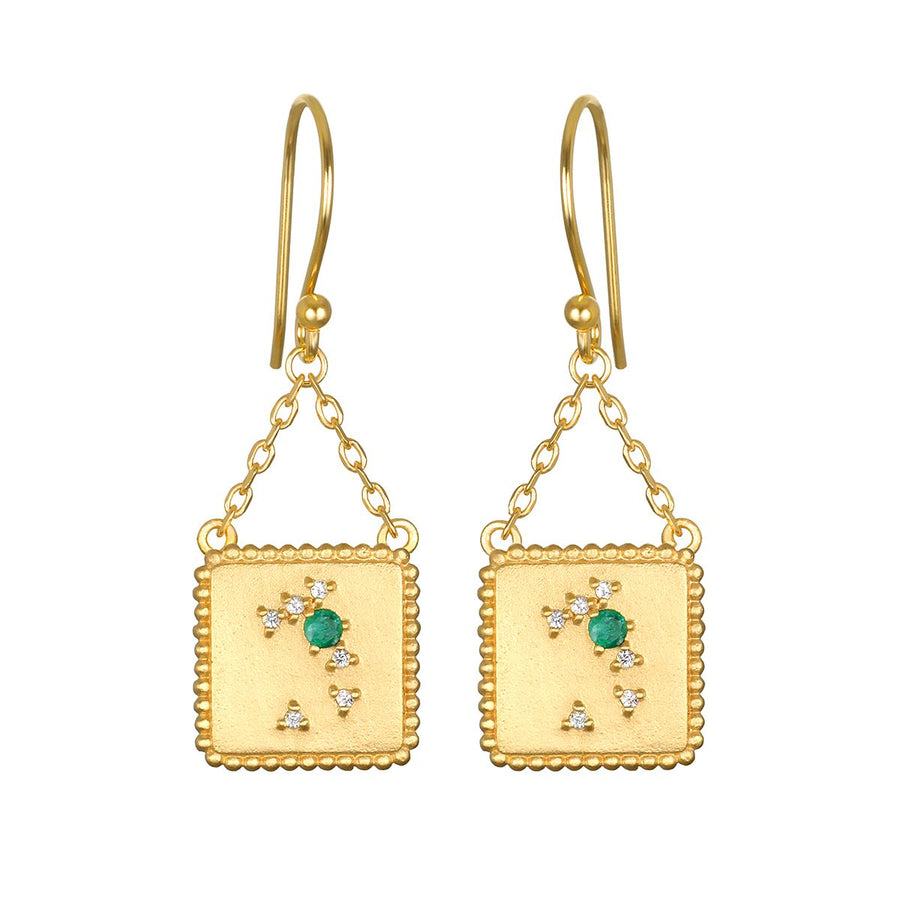 Gold Square Constellation Zodiac Earrings - May