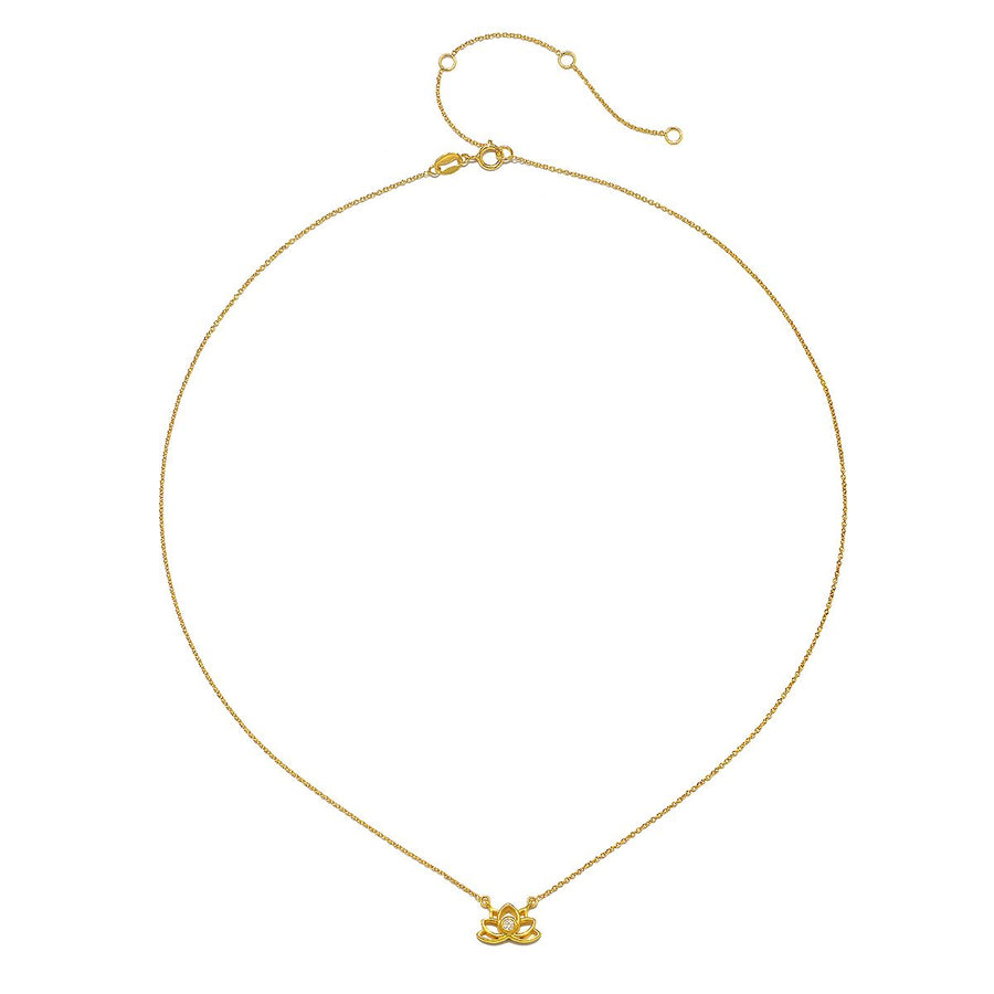 Open Lotus Diamond 14kt Gold Necklace