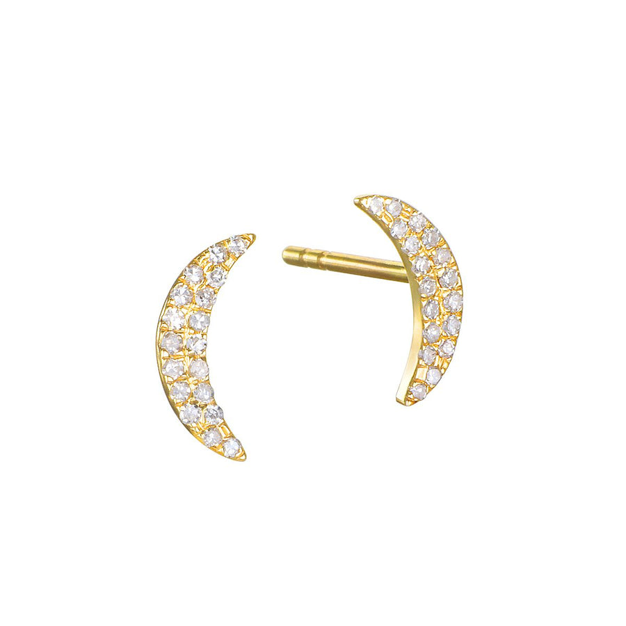 Moon Diamond 14kt Gold Stud Earrings
