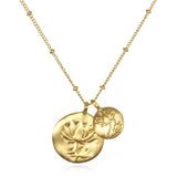 Double Lotus Coin Necklace