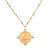 Inner Peace White Topaz Mandala Coin Necklace