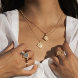 Inner Peace White Topaz Mandala Coin Necklace
