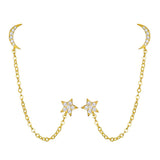 Moon and Star Chain Earrings