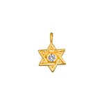 Guiding Faith Star of David Charm featuring an 18kt gold plated design with a sparkling white topaz, perfect for spiritual jewelry and meaningful meditation practices. This beautiful talisman symbolizes protection and is ideal for those seeking a deeper connection during yoga and manifestation.