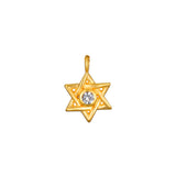 Guiding Faith Star of David Charm featuring an 18kt gold plated design with a sparkling white topaz, perfect for spiritual jewelry and meaningful meditation practices. This beautiful talisman symbolizes protection and is ideal for those seeking a deeper connection during yoga and manifestation.