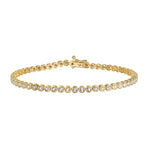 A stunning Diamond 14kt Gold Tennis Bracelet featuring brilliant diamonds, embodying spiritual jewelry and meaningful charm for clarity and protection. Ideal for meditation and yoga practices, this heirloom piece symbolizes the energy of the sun and moon, perfect for manifestation.