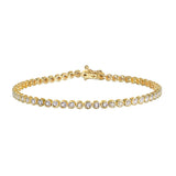 A stunning Diamond 14kt Gold Tennis Bracelet featuring brilliant diamonds, embodying spiritual jewelry and meaningful charm for clarity and protection. Ideal for meditation and yoga practices, this heirloom piece symbolizes the energy of the sun and moon, perfect for manifestation.