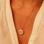 A relaxed look at the Unlimited Compassion Rose Quartz Gemstone Necklace, worn elegantly, embodying spiritual significance and protection, making it a wonderful addition to any soulful collection, especially for those into wellness and meditation.