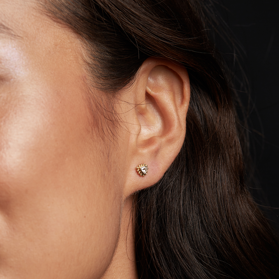 Spark of Light 14kt Gold Raw Diamond Stud Earrings