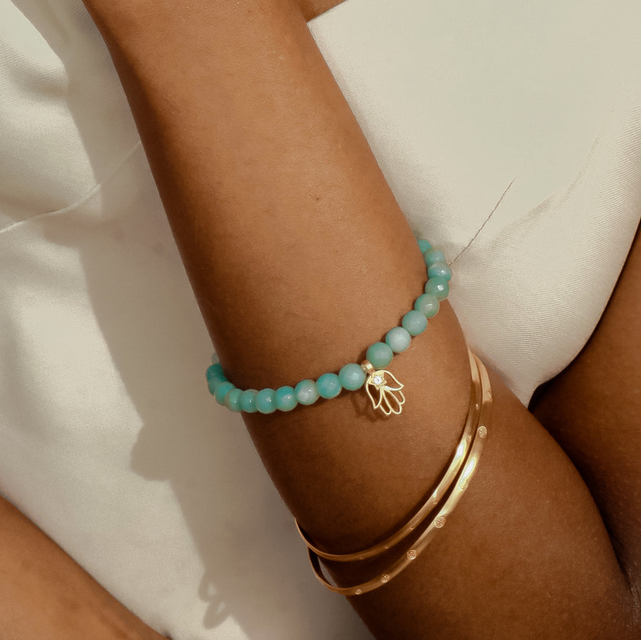 Journey in Confidence Hamsa Amazonite Gemstone Bracelet