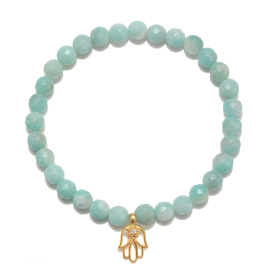 Journey in Confidence Hamsa Amazonite Gemstone Bracelet