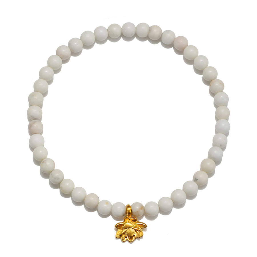 Walk in Harmony Lotus White Turquoise Gemstone Bracelet