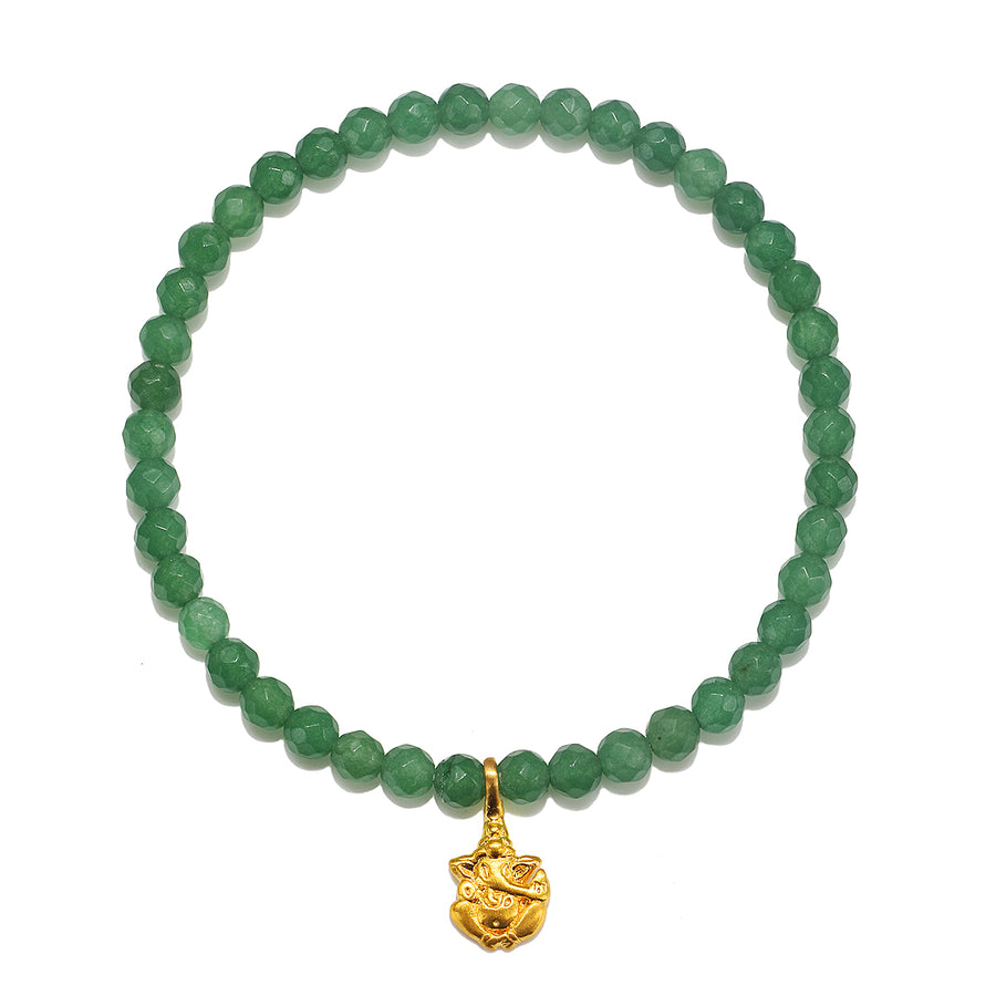 Ganesha Hindu God, Guided Transformation Jade Gemstone Bracelet