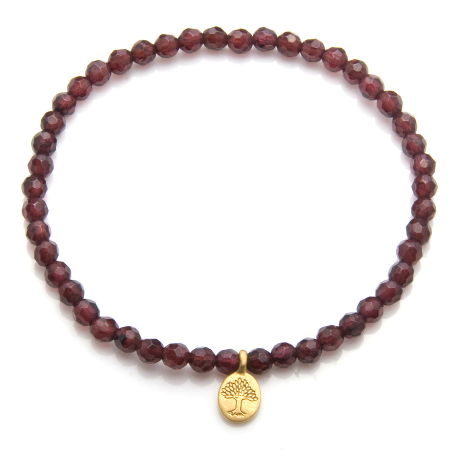 Gold Garnet Tree of Life Stretch Bracelet - Satya Online