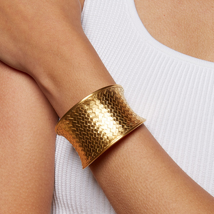 Gold Medium Basketweave Bracelet Cuff