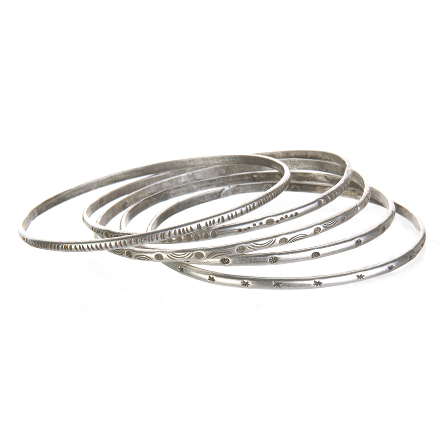 Silver Etched Bracelet Bangle - Melody - Satya Online