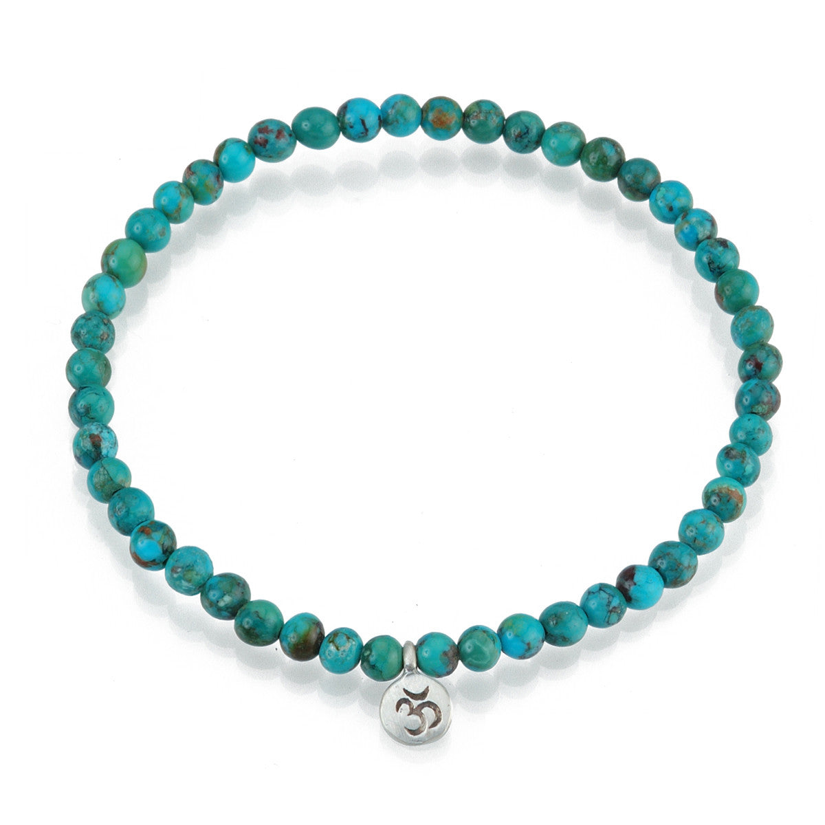 Silver Turquoise Om Stretch Bracelet - Inner Peace