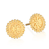 Limitless Stud Earrings Gold featuring an intricate gold mandala design that symbolizes the infinite power of the universe, perfect for daily wear as spiritual jewelry, meditation gifts, and meaningful amulets for manifestation and protection.