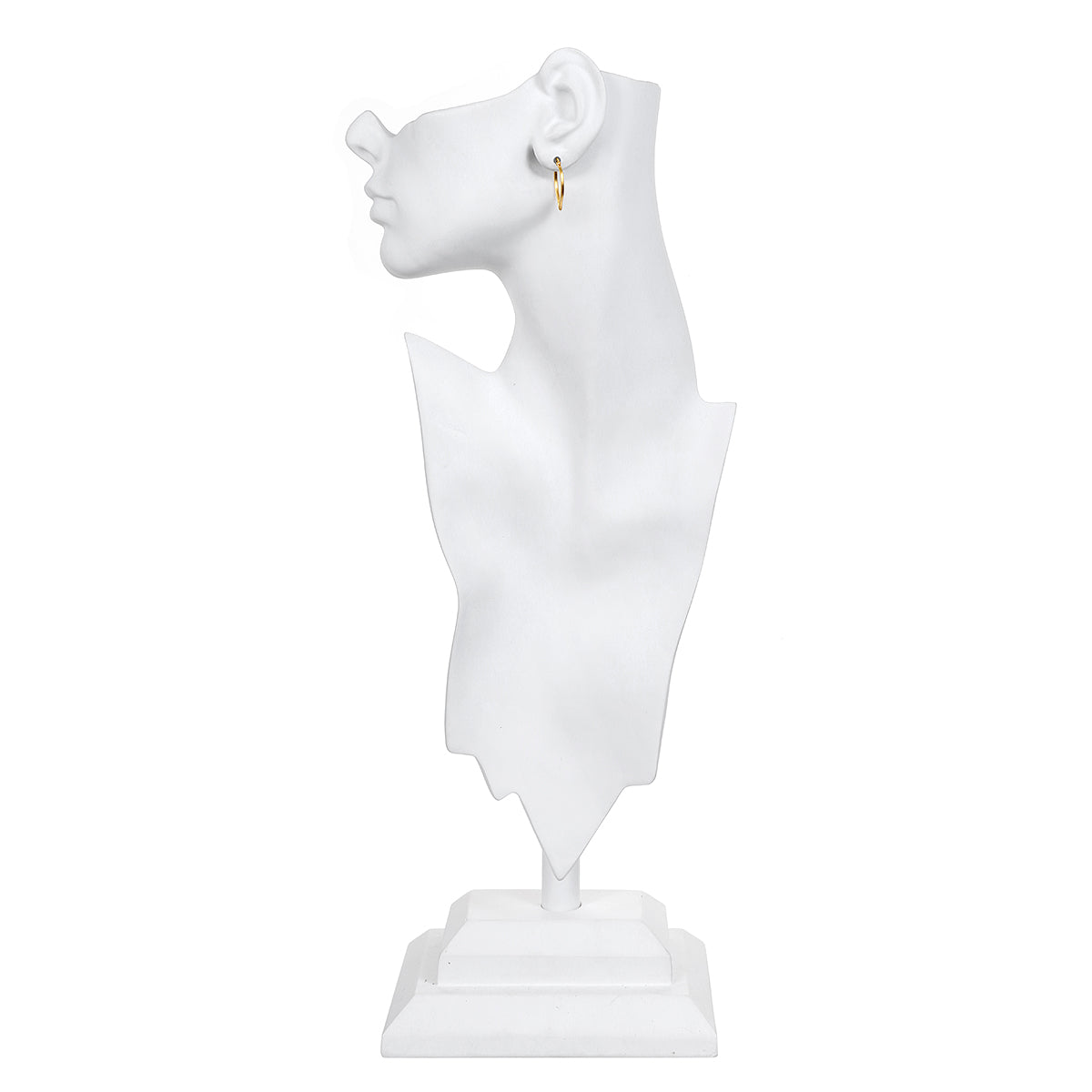 Stylized display of a pair of Open to Possibilities Earrings on a sculptural bust. These earrings serve as a sacred piece of spiritual jewelry, embodying meaning and connection, suitable for mindfulness and chakra balancing.