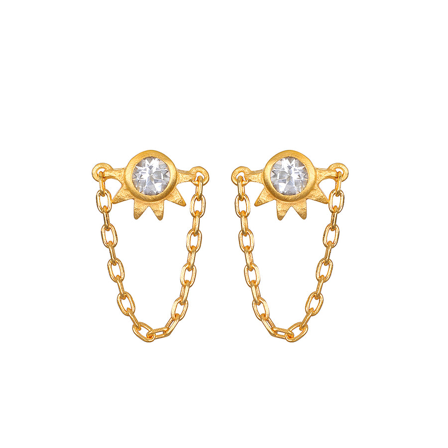 Brighter Days Gold Chain Stud Earrings