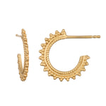 Brilliant Luster Gold Hoop Earrings showcasing intricate bead detailing, symbolizing spiritual protection and meaningful elegance, perfect for meditation and yoga practice. Ideal as a talisman for manifestation and connecting with the sun and moon.