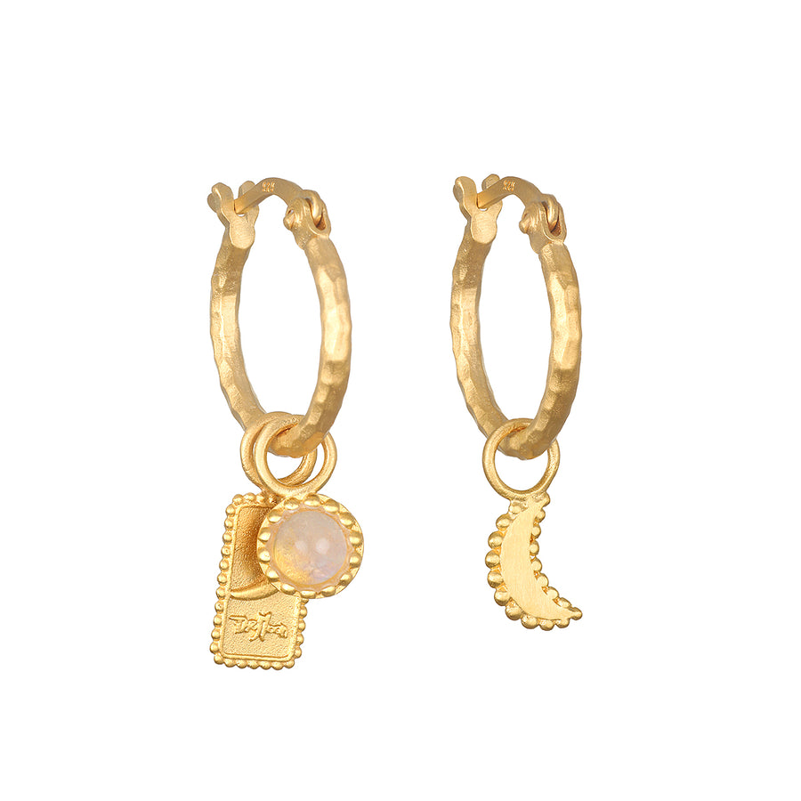Enchanted Gold Moon 3-in-1 Hoop Earrings