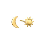Celestial Light Moon and Sun Stud Earrings featuring a beautifully designed moon and sun; perfect spiritual jewelry for meditation, offering protection and meaning in your daily life with a touch of elegance.