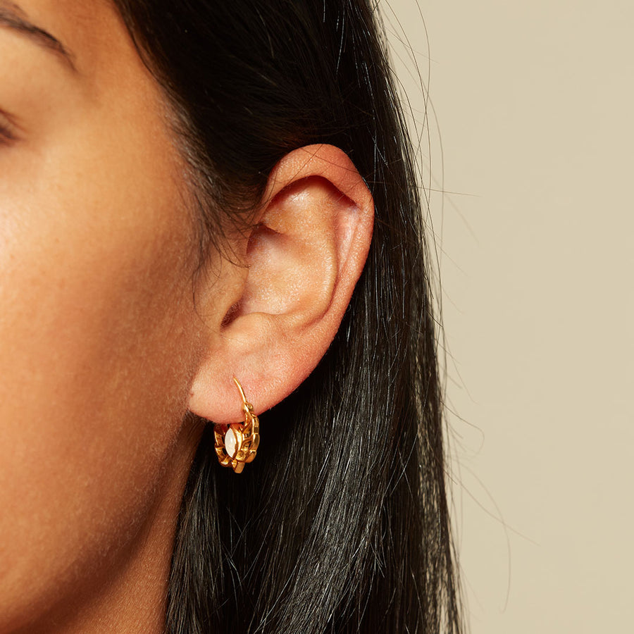 Cultivate Intuition Lotus Moonstone Hoop Earrings