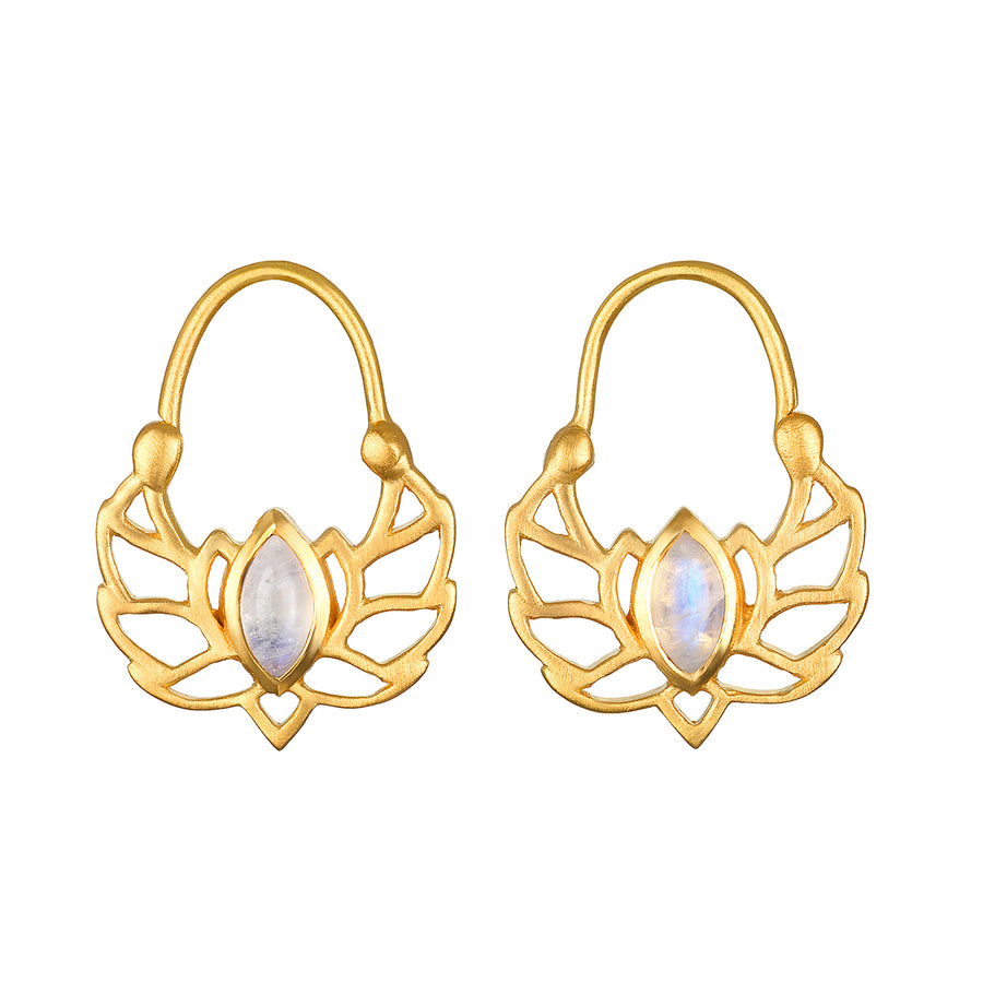 Cultivate Intuition Lotus Moonstone Hoop Earrings