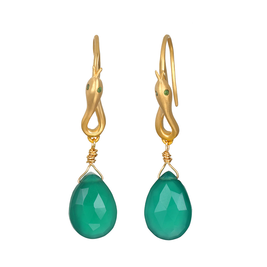 Guiding Forces Green Onyx Snake Earrings