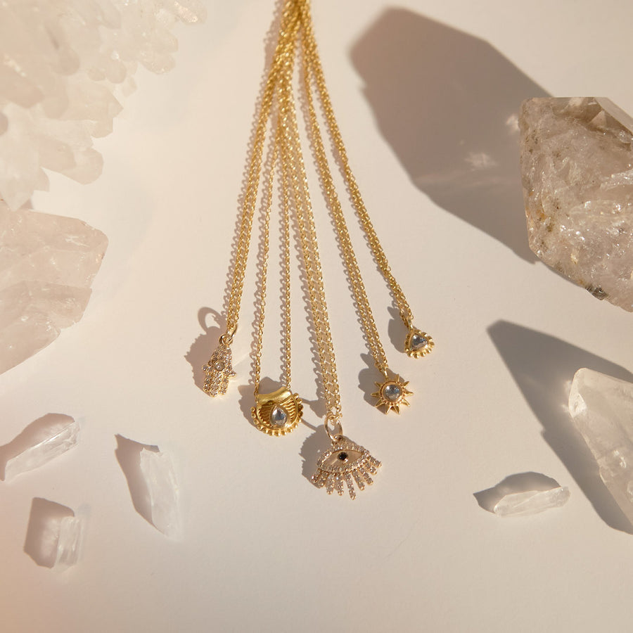 All-Seeing Eye 14kt Gold Diamond Necklace