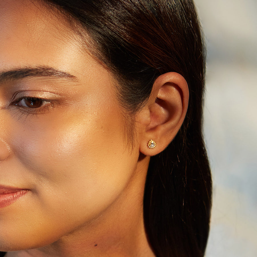 Spark of Light 14kt Gold Raw Diamond Stud Earrings