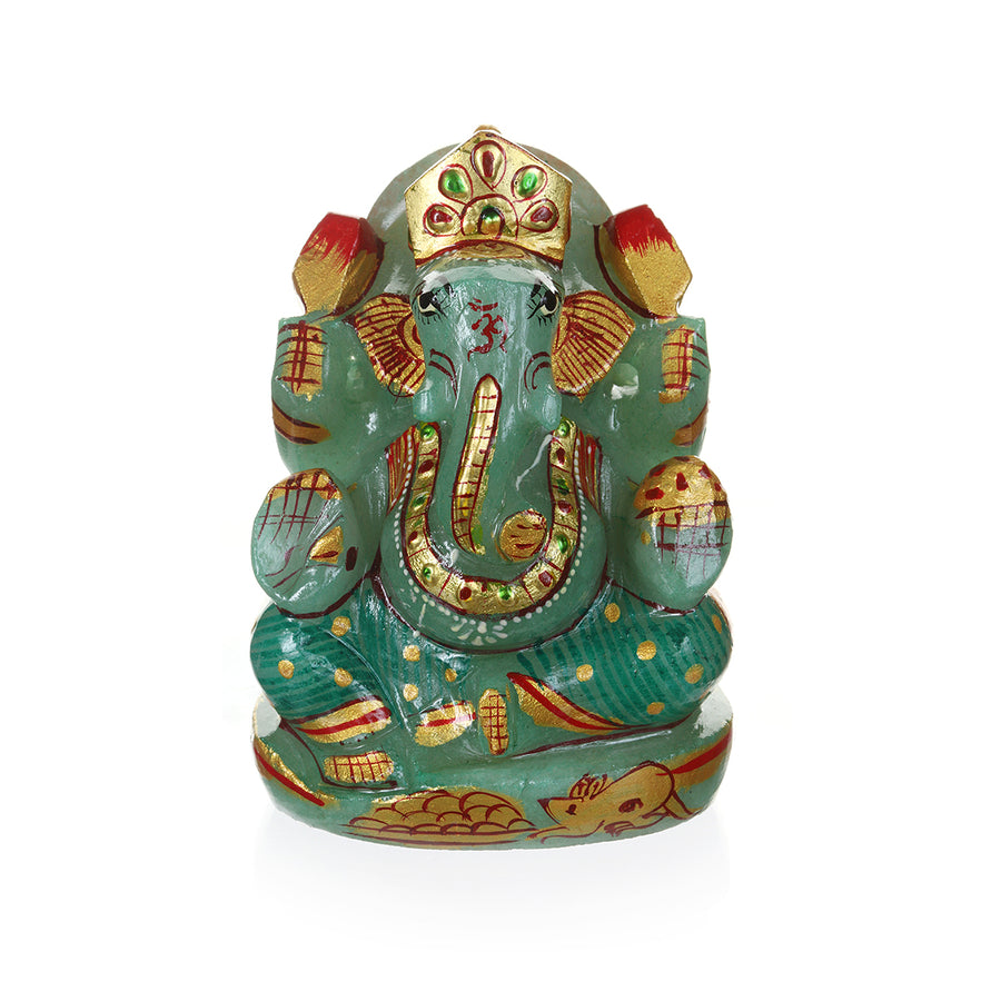 Ganesha Hindu God, Green Jade Statue - Satya Jewelry
