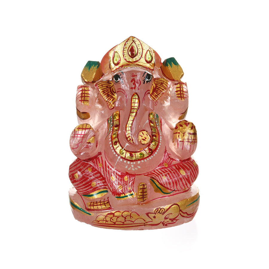 Ganesha Hindu God, Rose Quartz Statue - Satya Jewelry