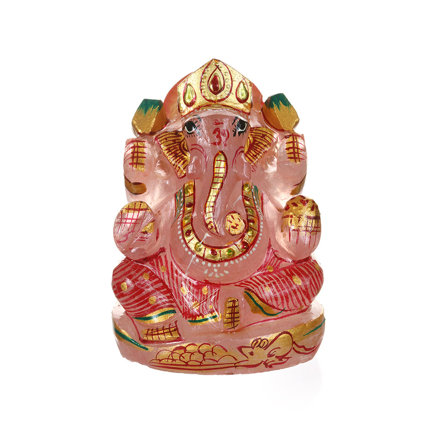 Ganesha Hindu God, Rose Quartz Statue - Satya Jewelry