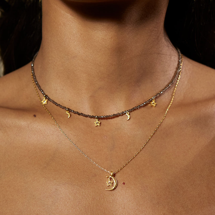 Dual Guides Crescent Moon Necklace