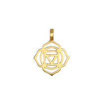 Root Chakra Charm in 18kt gold plate, perfect for spiritual jewelry and meditation. This meaningful talisman promotes grounding and manifestation, making it ideal for yoga and a beautiful addition to any charm necklace.