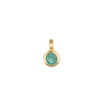 Emerald Bezel Charm in 18kt gold plate, featuring a vivid emerald gemstone, an ideal addition to spiritual jewelry for meditation and meaningful manifestation, embodying protection and personal significance.