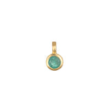 Emerald Bezel Charm in 18kt gold plate, featuring a vivid emerald gemstone, an ideal addition to spiritual jewelry for meditation and meaningful manifestation, embodying protection and personal significance.