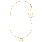 View of the 28" Chain Charm Necklace displaying a unique hook charm holder. This enchanting talisman enriches your spiritual journey, embodying the essence of yoga, meditation, and meaningful manifestations inspired by the cosmos.