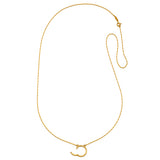 View of the 28" Chain Charm Necklace displaying a unique hook charm holder. This enchanting talisman enriches your spiritual journey, embodying the essence of yoga, meditation, and meaningful manifestations inspired by the cosmos.