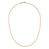 The Classic Beauty Paperclip Chain Necklace displayed elegantly on a white background, showcasing its refined beauty. This 18kt gold plated necklace represents spirituality and serves as a talisman for yoga and meditation.