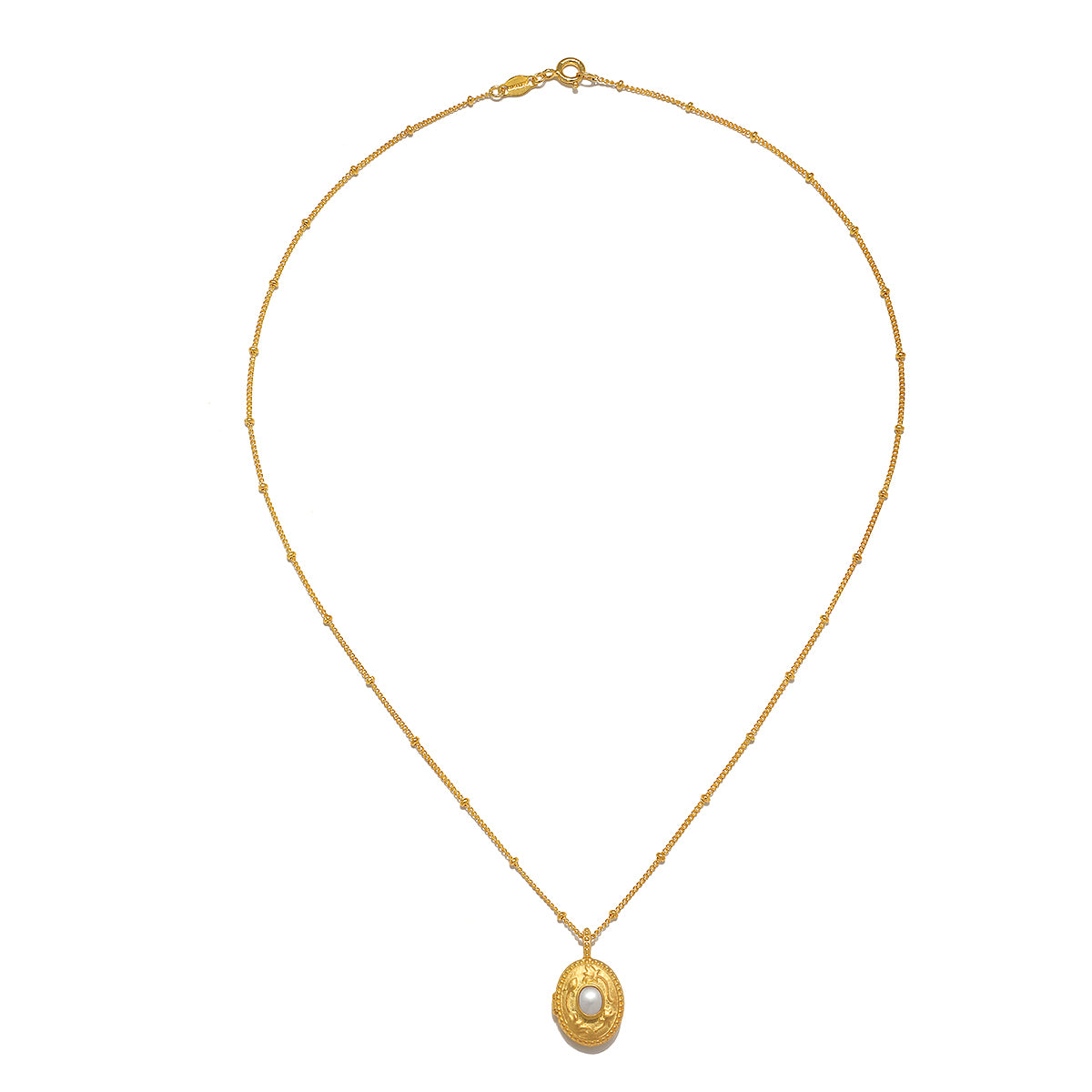 Detailed image of the Lotus Pearl Birthstone Locket Necklace - June, showcasing its beauty and functionality as spiritual jewelry, perfect for enhancing your yoga and mindfulness journey.